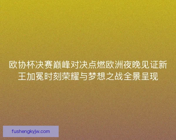 欧协杯决赛巅峰对决点燃欧洲夜晚见证新王加冕时刻荣耀与梦想之战全景呈现 欧协杯决赛巅峰对决点燃欧洲夜晚见证新王加冕时刻荣耀与梦想之战全景呈现